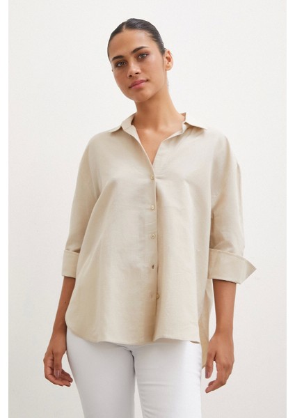 Yırtmaçlı Fakir Kol Gömlek Bej indirimleri
