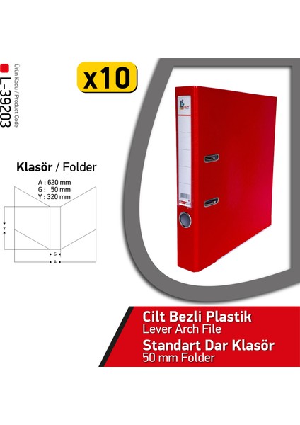 Dar Büro Klasörü Kırmızı (1 Koli 10 Adet) fiyatları