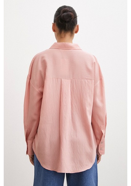 Cepli Çizgili Gömlek Gül Kurusu fırsatları