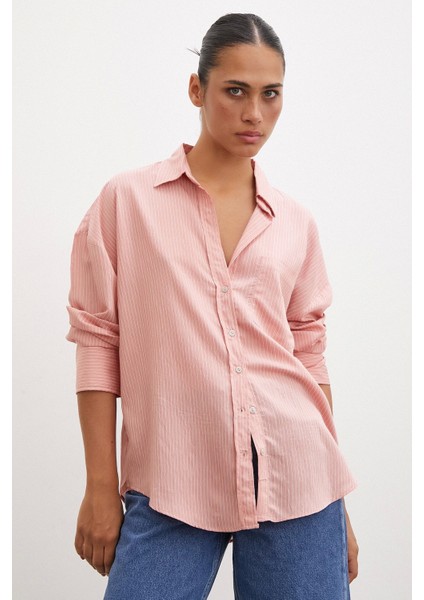 Cepli Çizgili Gömlek Gül Kurusu indirimleri