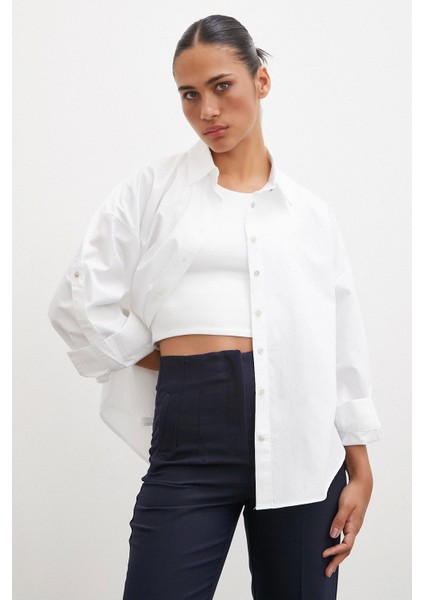 Kol Apoletli Gömlek Beyaz fırsatları