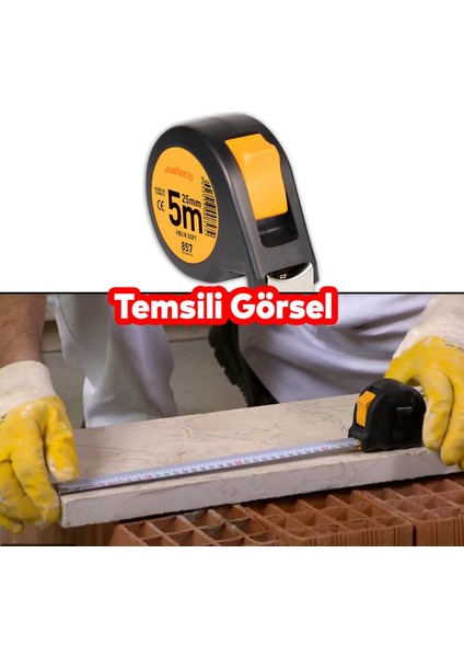 Şerit Metal Bükülebilir Metre 5 Metre En 25 mm Düğmeli Ölçüm Ölçme Plastik Kasalı Soft Helix
