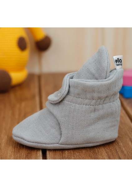 Müslin Bebek Patiği, Organik Pamuk, Yenidoğan Pandufu, Gri
