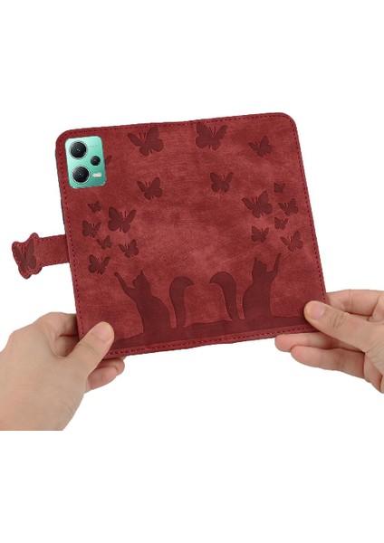 Xiaomi Poco X5 Tutucu Kapak Kabartmalı Kelebek Kedi Cüzdan Kılıf (Yurt Dışından) fırsatları