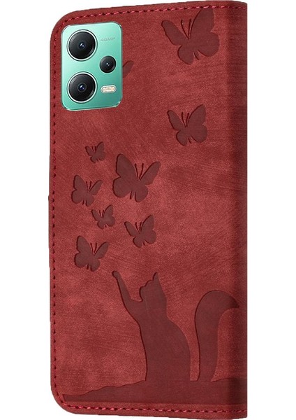 Xiaomi Poco X5 Tutucu Kapak Kabartmalı Kelebek Kedi Cüzdan Kılıf (Yurt Dışından) indirimleri