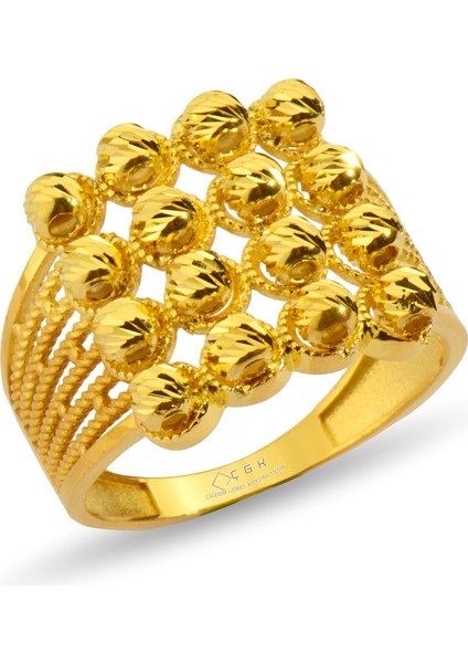 Dorika Toplu Yaldızlı Altın Yüzük CGKYZK0245