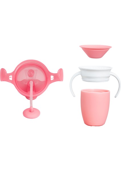 Tıklama Kilitli Uçlu Alıştırma Bardağı 6AY+,207ML,PEMBE +Munchkin Mucize 360° Alıştırma Bardağı, 6AY+, 207ML,PEMBE