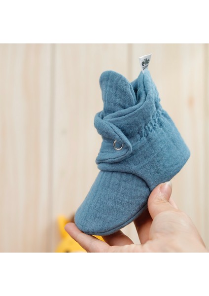 Müslin Bebek Patiği, Organik Pamuk, Yenidoğan Pandufu, Koyu Mavi