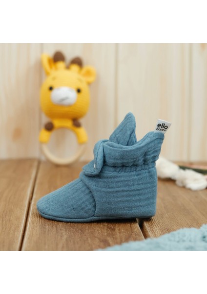 Müslin Bebek Patiği, Organik Pamuk, Yenidoğan Pandufu, Koyu Mavi