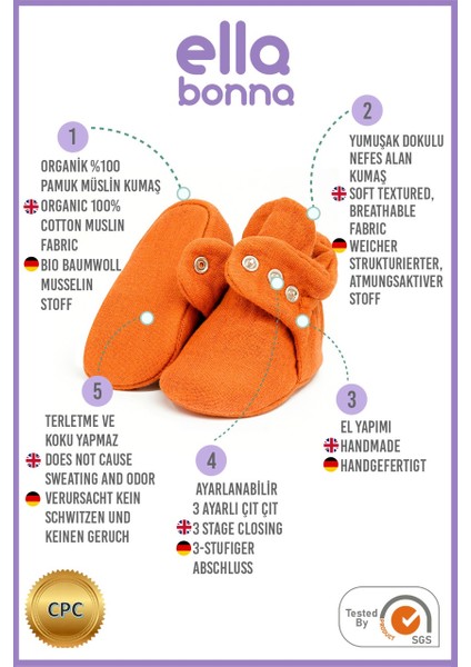 Müslin Bebek Patiği, Organik Pamuk, Yenidoğan Pandufu, Ceviz modelleri