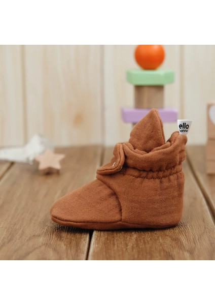Müslin Bebek Patiği, Organik Pamuk, Yenidoğan Pandufu, Ceviz