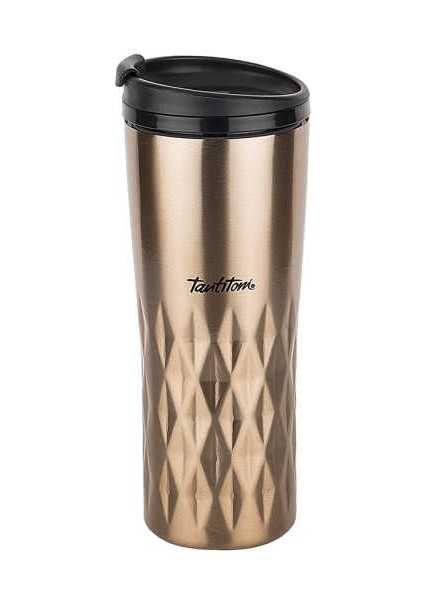 Bronz Yıldız Desenli Paslanmaz Çelik Termos Bardak 470 ml