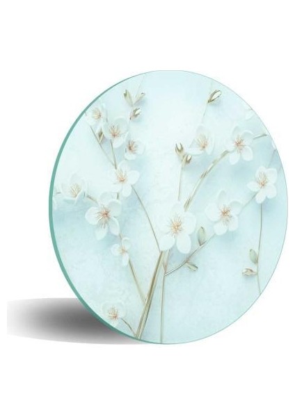 Cam Kesme Tahtası Yapay Güller Çap 32 cm