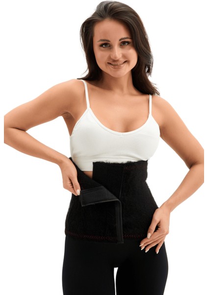 Siyah Cırtlı Termal Yün Bel Korse - Isıtır - Sıcak Tutar - Destekleyici