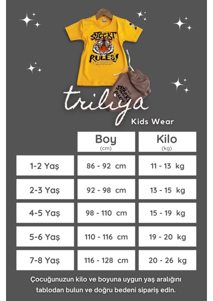 Erkek Çocuk Kaplan Baskılı Likralı T-Shirt & Kapri Takımı