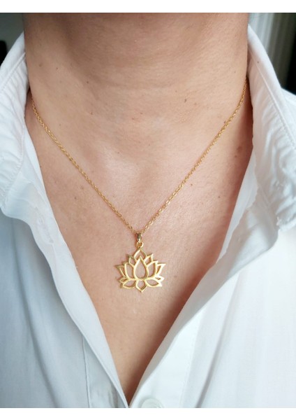 Lotus Çiçeği Altın Kaplama Kolye