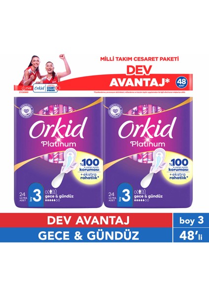 Platinum Gece&Gündüz 48'li Cesaret Paketi Dev Avantaj Hijyenik Ped (Boy 3)