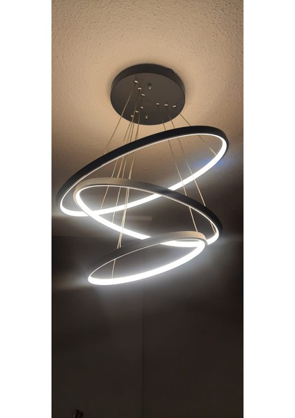 / Pamir / Sarkıt Avize / 60-50-30 cm / 3 Çember / Antrasit Kasa / 3 Renk Işık fiyatları