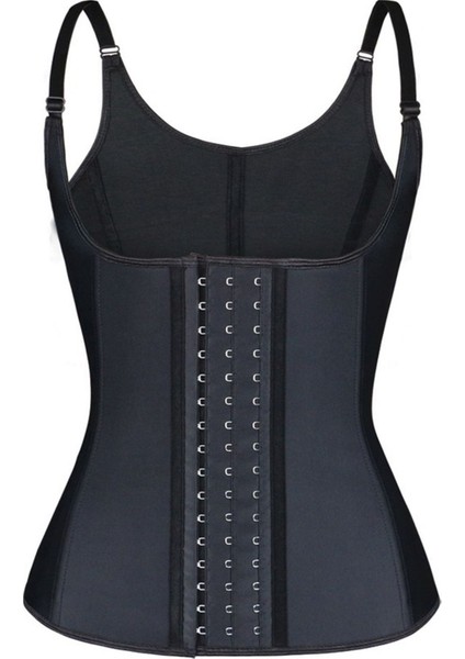 XS-S-M-L-XL-2XL-3XL-4XL-5XL-6XL Beden Askılı Toparlayıcı Lateks Korse Siyah