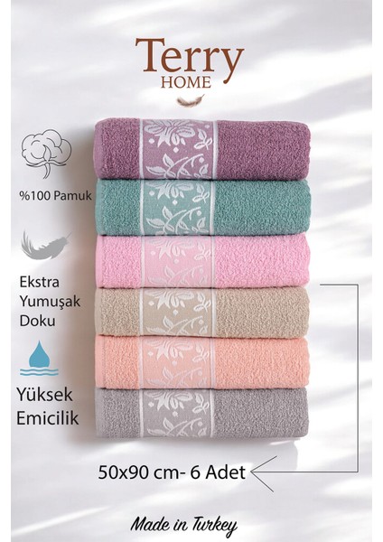 Sare Organik Pamuklu 6 Adet El Yüz Havlu Seti 50X85 cm indirimleri