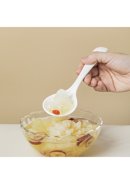 Düz Renk Seramik Büyük Kaşık Uzun Saplı Ev Çorba Kaşığı Sofra Takımı Büyük Japon Ramen Kaşığı (Yurt Dışından)