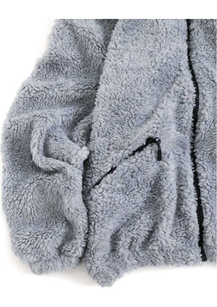 Peluş Wellsoft Dik Yaka Cepleri Fermuarlı Oversize Kesim Peluş Ceket modelleri