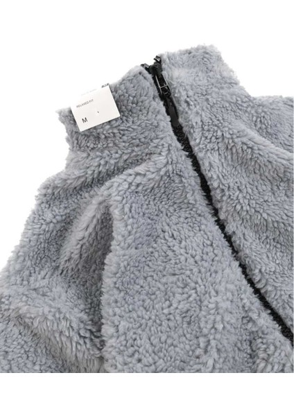 Peluş Wellsoft Dik Yaka Cepleri Fermuarlı Oversize Kesim Peluş Ceket fırsatları