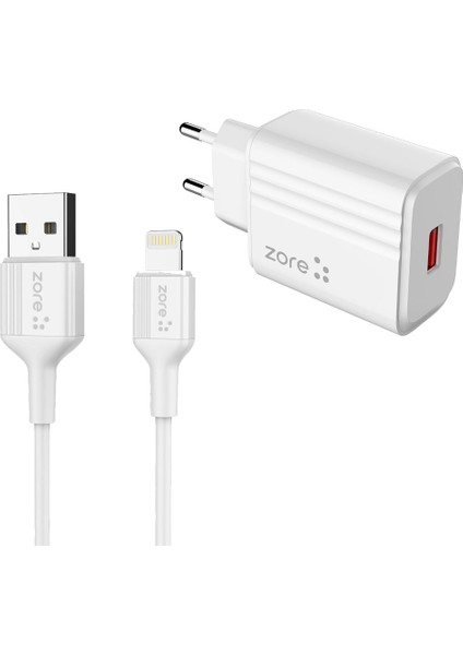 Zore Play Serisi Pl1 Lightning 2in1 Seyahat Şarj Aleti 12W