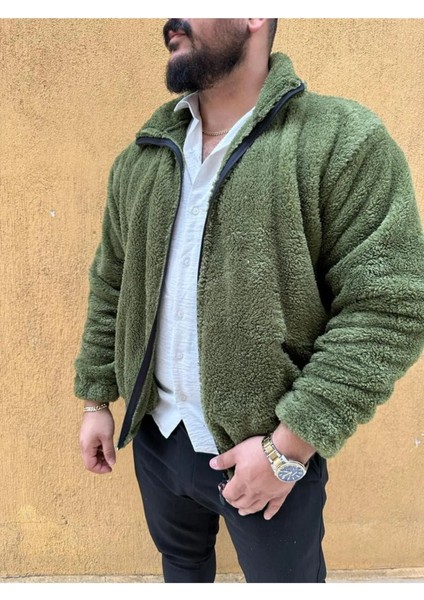 Peluş Wellsoft Dik Yaka Cepleri Fermuarlı Oversize Kesim Peluş Ceket fiyatları