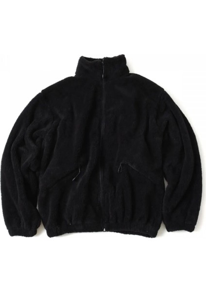 Peluş Wellsoft Dik Yaka Cepleri Fermuarlı Oversize Kesim Peluş Ceket