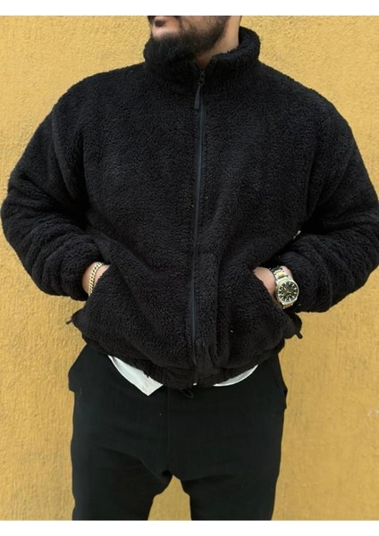 Peluş Wellsoft Dik Yaka Cepleri Fermuarlı Oversize Kesim Peluş Ceket fiyatları