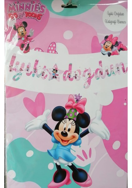 Minnie Mouse Temalı Kaligrafik Iyi Ki Doğdun Yazısı