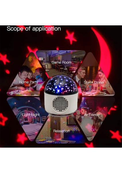 Bluetooth Hoparlör LED Sihirli Disko Topu - Star Master Yıldızlı-Aylı Gece Lambası