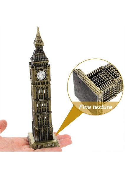 Vintage Metal Ingiltere London Big Ben Saat Kulesi Antik Bronz 23 cm