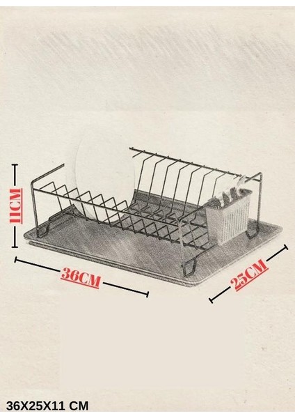 Tek Katlı Tepsili Bulaşıklık, Bulaşık Sepeti Siyah SM011-B fırsatları
