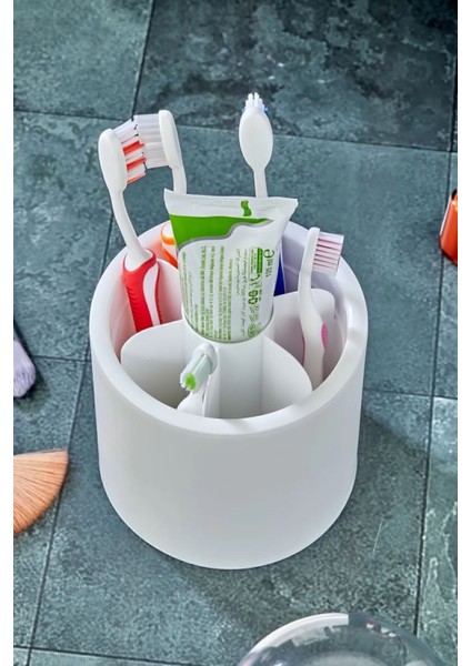 7 Bölmeli Mika Kapaklı Beyaz Diş Fırçalık Organizeri fiyatları