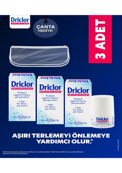 Aşırı Terleme Önleyici Antiperspirant Roll-On 20ml X3 + Çanta Hediye