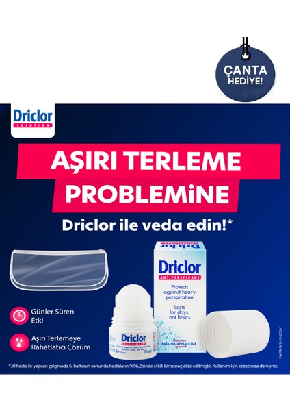 Aşırı Terleme Önleyici Antiperspirant Roll-On 20ml + Çanta Hediye