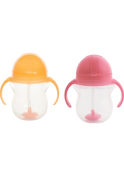 Tıklama Kilitli Uçlu Alıştırma Bardağı 6AY+207 ml ,turuncu ve Pembe