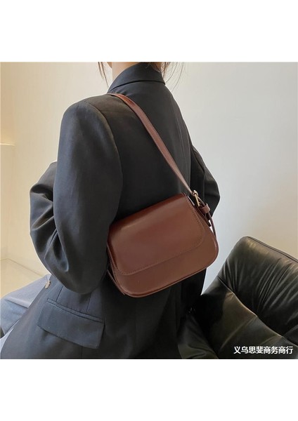 Retro Küçük Çanta Kadın Crossbody Çanta Yüksek Çok Yönlü Omuz Eyer Çantası (Yurt Dışından) fırsatları