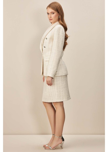 Kruvaze Yaka Ekru Blazer fiyatları