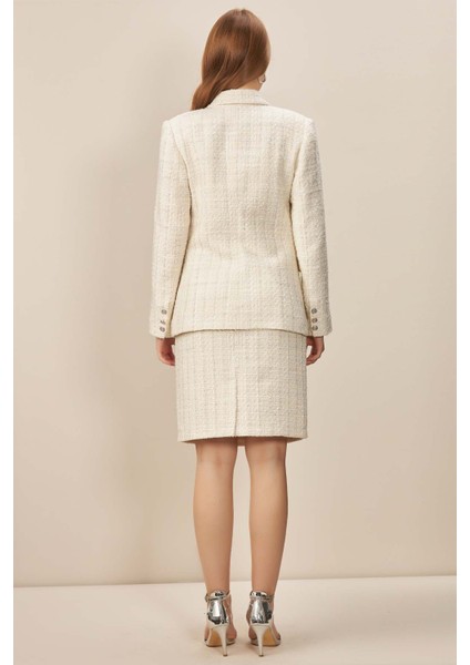 Kruvaze Yaka Ekru Blazer fırsatları