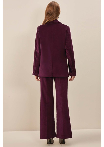 Erkek Yaka Mürdüm Kadife Blazer modelleri