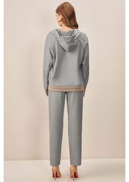 Kapüşonlu Gri Dokuma Ceket fırsatları