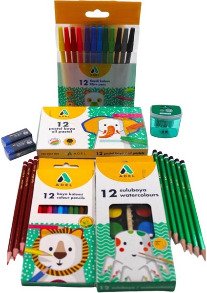 Adel Ilkokul 16 Parça Geniş Boya Seti