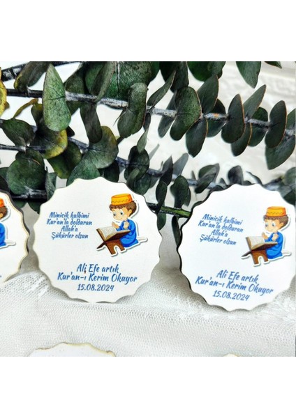 15 Adet Çocuk Lik Hafızlık Kuran Okuyorum Kuran Töreni Hatim Hatırası Ahşap Magnet