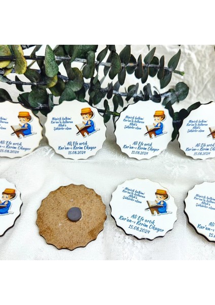 15 Adet Çocuk Lik Hafızlık Kuran Okuyorum Kuran Töreni Hatim Hatırası Ahşap Magnet fiyatları