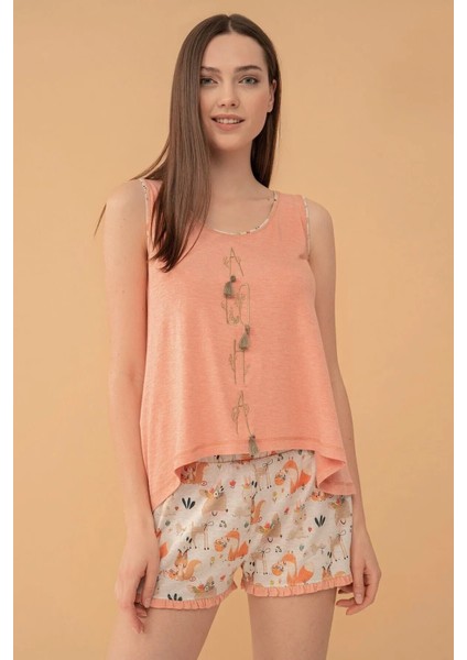 Kadın Aloha Nakışlı Patlı Kısa Kol Pijama Takımı