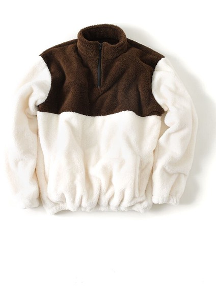 Erkek Oversize Yarım Fermuarlı Pelüş Sweat