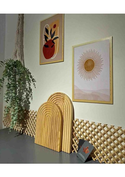 2'li Ahşap Oymalı Yarım Gökkuşağı Dekoratif Sunum Tepsisi fiyatları